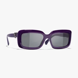 Chanel Unisex Rectangle Sunglasses-Purple A71590X02016S5828