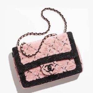 Chanel Women CC Small Flap Bag Sequins Black Metal Pink Black AS4561