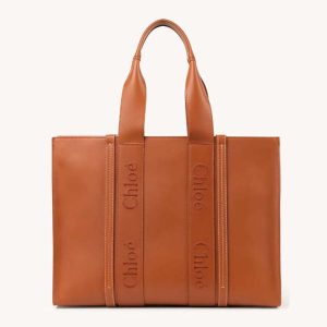 Chloe Women Large Woody Tote Bag-Brown