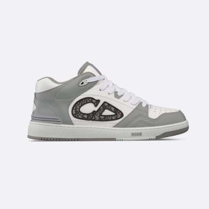 Dior Men B57 Mid-Top Sneaker Gray and White Smooth Calfskin