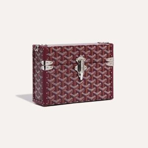 Goyard Women Cassette Trunk Bag in Goyardine Canvas & Clamecy Cowhide-Maroon