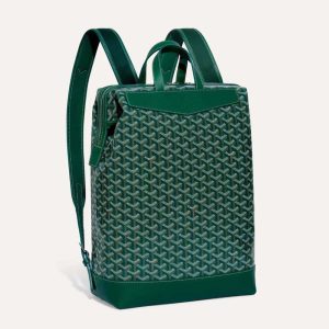 Goyard Women Sac A Dos Cisalpin in Goyardine Canvas & Chevroches Calfskin-Green