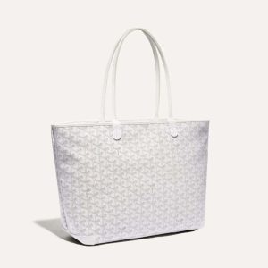Goyard Women Sac Artois MM in Goyardine Canvas & Chevroches Calfskin-White