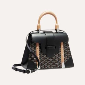 Goyard Women Sac Saïgon PM in Toile Goyardine & Clamecy Calfskin-Black