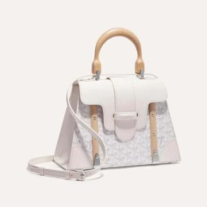 Goyard Women Sac Saïgon PM in Toile Goyardine & Clamecy Calfskin-White