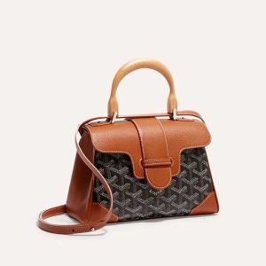 Goyard Women Sac Saïgon Souple Mini in Toile Goyardine & Chevroches Calfskin-Brown