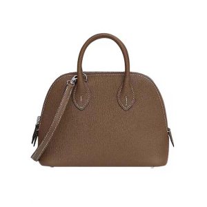 Hermes Unisex Bolide 1923 Bag in Epsom Calfskin-Brown/Silver