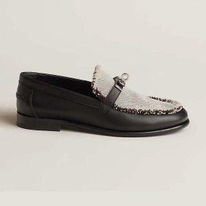 Hermes Women Destin Loafer in Calfskin Leather-Black