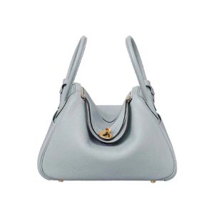 Hermes Women Lindy 26 in Clemence Leather-Blue