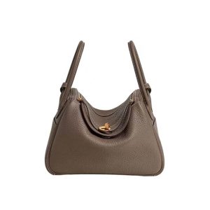 Hermes Women Lindy 26 in Clemence Leather-Gray/Gold H073428CK37