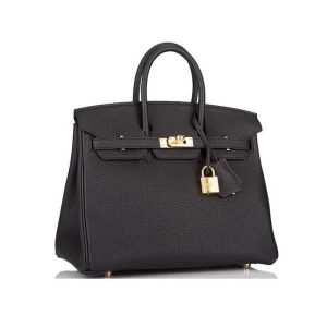 Hermes Women Original Togo Birkin 25cm Gold Hardware-Black