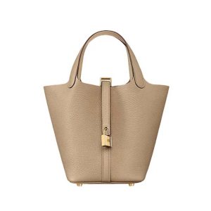 Hermes Women Picotin Lock 18cm in Cowhide leather-Beige