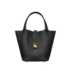 Hermes Women Picotin Lock 22cm in Cowhide leather-Black