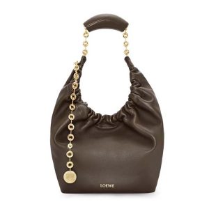 Loewe Women Small Squeeze Bag in Nappa Lambskin-Chocolate