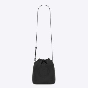 Saint Laurent YSL Men Rive Gauche Laced Bucket Bag in Econyl®-Black