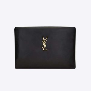 Saint Laurent YSL Women Calypso Small Pouch in Lambskin-Black
