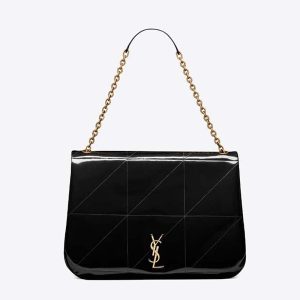 Saint Laurent YSL Women Jamie 4.3 in Patent Effect Fabric-Black