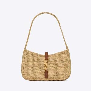 Saint Laurent YSL Women Le 5 à 7 Mini in Raffia-Beige