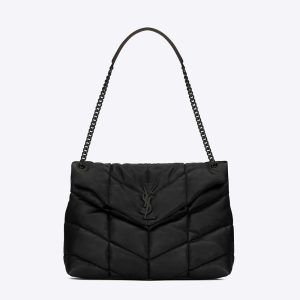 Saint Laurent YSL Women Puffer Medium Chain Bag in Quilted Lambskin-Black