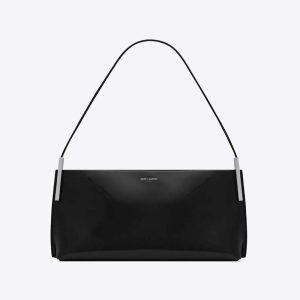 Saint Laurent YSL Women Suzanne Small in Shiny Leather-Black