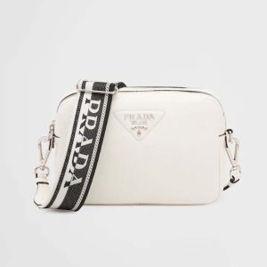 Prada Women Leather Bag with Shoulder Strap-White