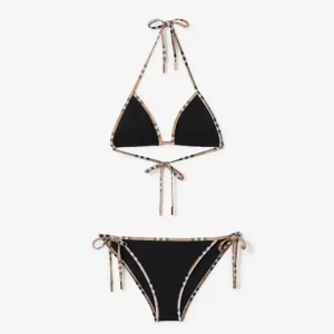Burberry Women Check Trim Triangle Bikini-Black 80105821