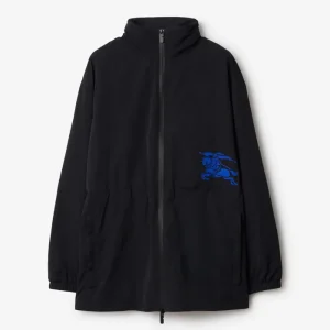 Burberry Women Nylon Jacket Black with the Equestrian Knight Design