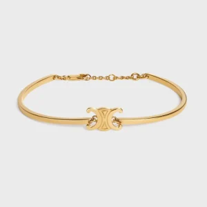 Celine Women Triomphe Articulated Bracelet in Brass with Gold Finish