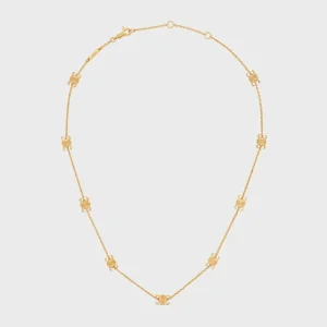 Celine Women Triomphe Mini Triomphe Necklace in Brass with Gold Finish