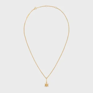 Celine Women Triomphe Solitaire Necklace in Brass with Gold Finish