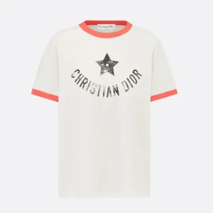 Dior Men Dioriviera T-Shirt Ecru and Coral Cotton Jersey