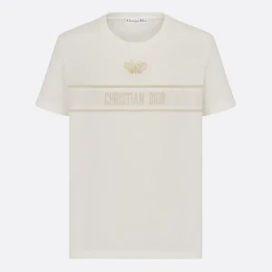 Dior Women Embroidered T-Shirt in White Cotton Jersey