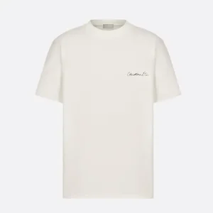 Dior Women Handwritten Christian Dior T-Shirt Relaxed Fit White Cotton Jersey