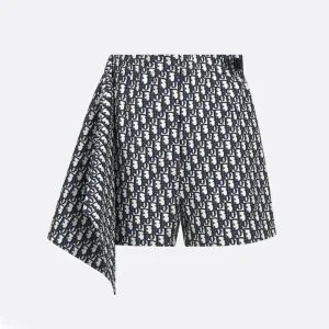 Dior Women Skort Blue and Ecru Technical Taffeta Jacquard