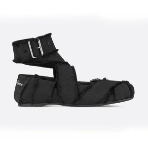 Dior Women Songe Ballet Flat Black Fringed Grosgrain
