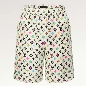 Louis Vuitton Women LV Monogram Printed Silk Shorts Relaxed Fit Elasticated Waist 1AFPZE