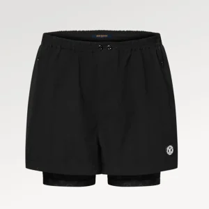 Louis Vuitton Women Layered Jogging Shorts Black 1AFUJV