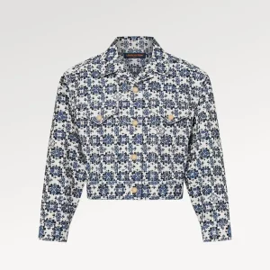 Louis Vuitton Women Monogram Flower Mosaic Denim Jacket Blue