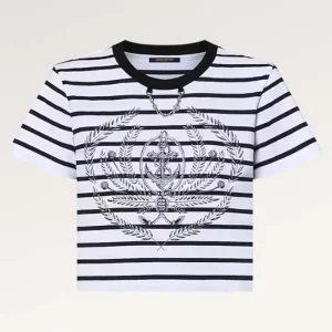 Louis Vuitton Women Striped Anchor Crop Top Cotton Deep Marine 1AFMTJ