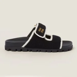Miu Miu Women Crochet Knit Slides Black 5XX641_2CQ2_F057Z_F_010