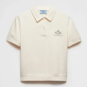 Prada Women Fleece Polo Natural Shirtl in a Fleece Design