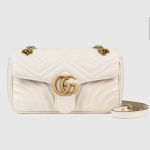 Gucci GG Women GG Marmont Small Matelassé Shoulder Bag White Double G