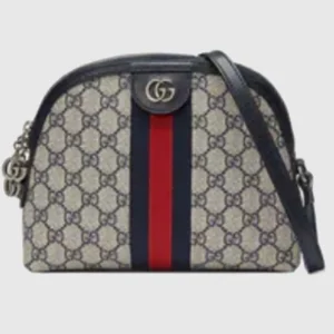 Gucci Unisex Ophidia Small GG Shoulder Bag Beige Blue GG Supreme Canvas