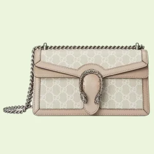 Gucci Women Dionysus Small GG Bag Beige White GG Supreme Canvas