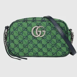 Gucci Women GG Marmont Multicolor Super Mini Bag Green Double G