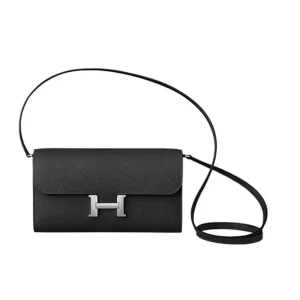 Hermes Women Constance Long To Go in Epsom Leather-Black/Silver