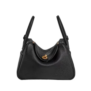 Hermes Women Lindy 26 in Clemence Leather-Black/Gold