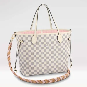 Louis Vuitton LV Women Neverfull MM Tote Bag Damier Azur Coated Canvas