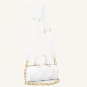 Louis Vuitton LV Women Papillon BB Handbag White Quilted Embroidered Smooth Calf