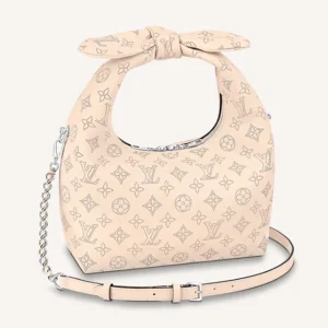 Louis Vuitton LV Women Why Knot PM Handbag Cream Beige Perforated Mahina Calf Leather